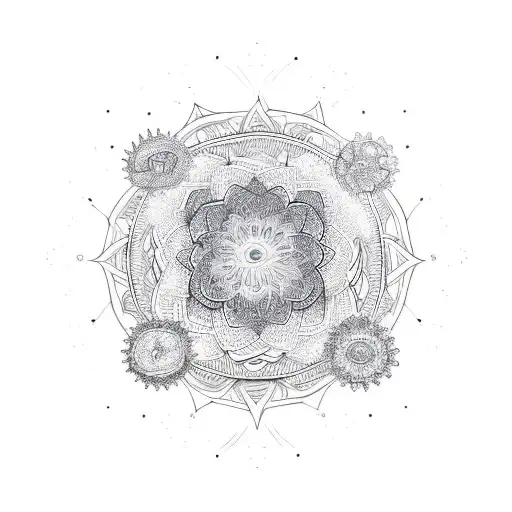 A mandala design featuring Isabelle, the client's favorite thing, in a stylized and artistic way tattoo design idea