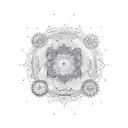 A mandala design featuring Isabelle, the client's favorite thing, in a stylized and artistic way tattoo design idea