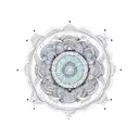 A mandala design featuring Isabelle, the client's favorite thing, in a stylized and artistic way tattoo design idea