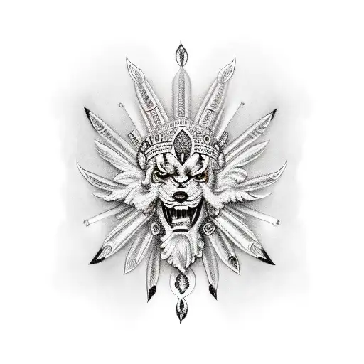 LABLADOR WITH INDIAN PLUME  tattoo design idea