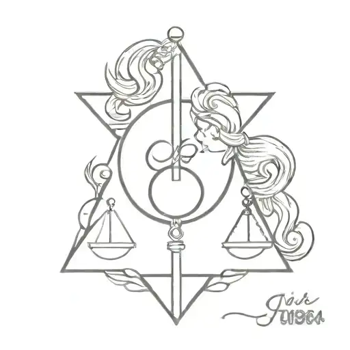 aries libra zodiac sign tattoo design idea