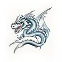 Dragon and wolf that wraps around the arm tattoo design idea