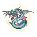 Dragon and wolf that wraps around the arm tattoo design idea