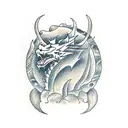 Dragon and wolf that wraps around the arm tattoo design idea