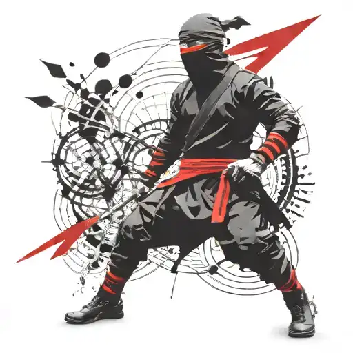 Black ninja with equipment  اژدها مشکی  tattoo design idea