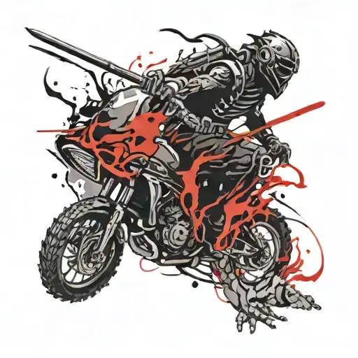 Black ninja with equipment and black dragon and a Skeleton logo tattoo design idea