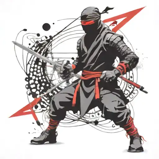 Black ninja with equipment black dragon tattoo design idea
