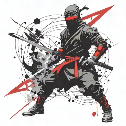 Black ninja with equipment , اژدها مشکی  tattoo design idea