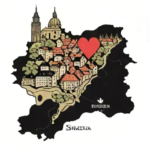 Map of Republic Srpska with heart on the city of Prijedor tattoo design idea