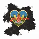 Map of Republic Srpska with heart on the city of Prijedor tattoo design idea