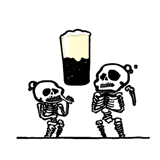skeleton drinking beer tattoo design idea