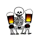 skeleton drinking beer tattoo design idea