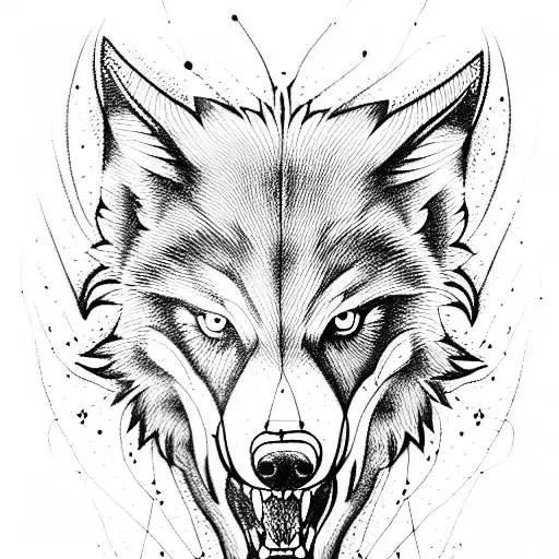 Growling Wolf tattoo design idea