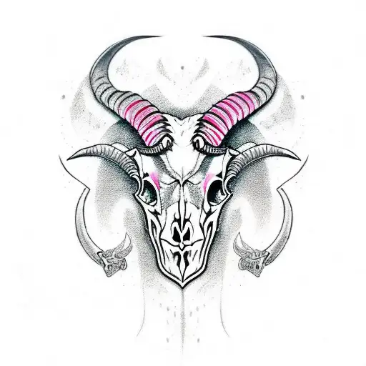 goat skull Viking  tattoo design idea