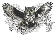 Owl flying towards prey tattoo design idea