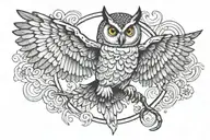 Owl flying tattoo design idea