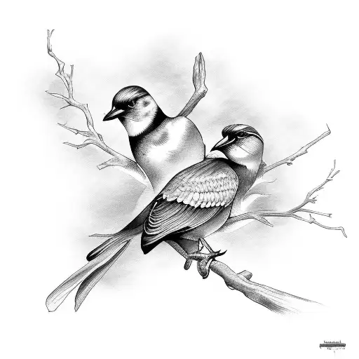 3 birds on a branch tattoo design idea
