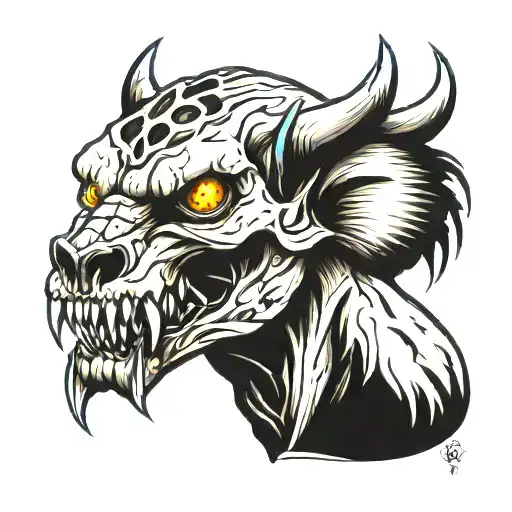 sabertooth skull tattoo design idea