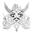 A mesmerizing minimalist tattoo of Tinker Bell with a trail of purple feathers behind her tattoo design idea