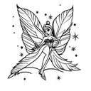 A creative tattoo design combining Tinker Bell and a purple feather tattoo design idea