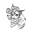 A creative tattoo design combining Tinker Bell and a purple feather tattoo design idea