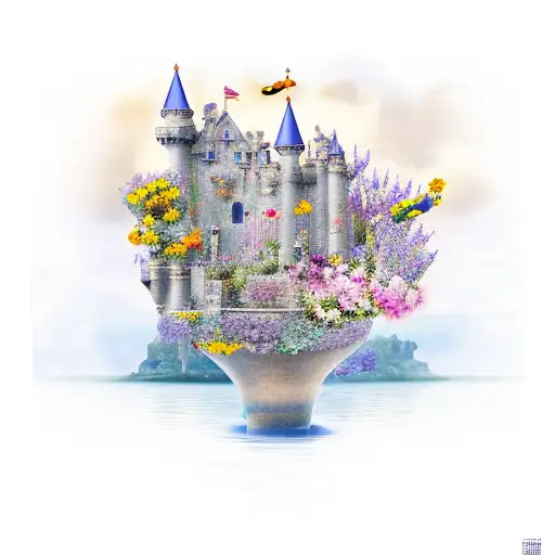 castle in a cup flower garden and birth of venus tattoo design idea