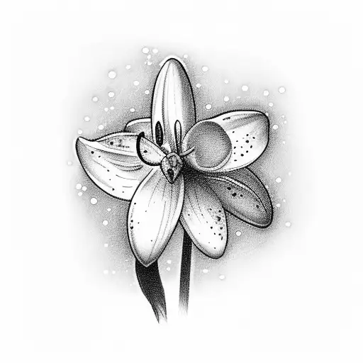 Snowdrop flower with Christelle's name under it tattoo design idea