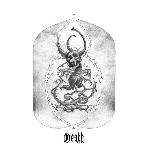 Blackwork Death Tarot Rat King Tattoo Idea - BlackInk AI