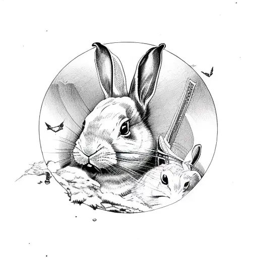 Death Tarot rabbits tattoo design idea