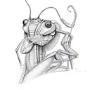 praying mantis monk haircut tattoo design idea