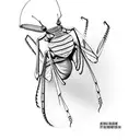 praying mantis monk haircut tattoo design idea