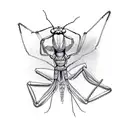 praying mantis monk haircut tattoo design idea