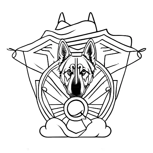 A parachute symbol with a silhouette of a German Shepherd, honoring the client's love for both military and dogs tattoo design idea