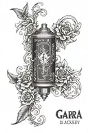 Double A battery with my daughter's name Garia tattoo design idea