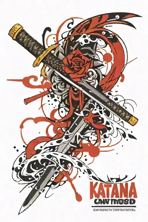 katana sword with phonk style tattoo tattoo design idea