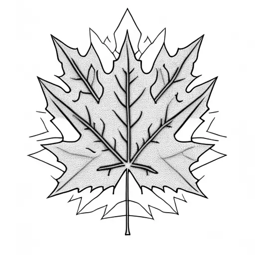 maple leaf with mountains tattoo design idea