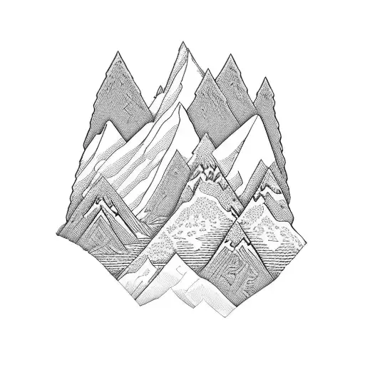 Incorporate intricate wood grain patterns into a mountain landscape tattoo tattoo design idea