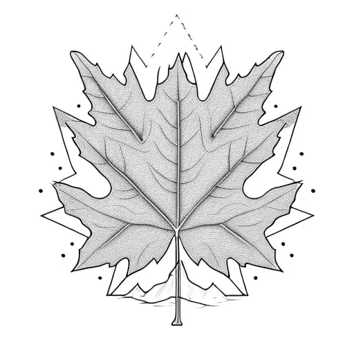 maple leaf with mountains tattoo design idea