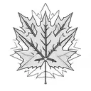maple leaf with mountains tattoo design idea