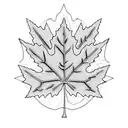 maple leaf with mountains tattoo design idea
