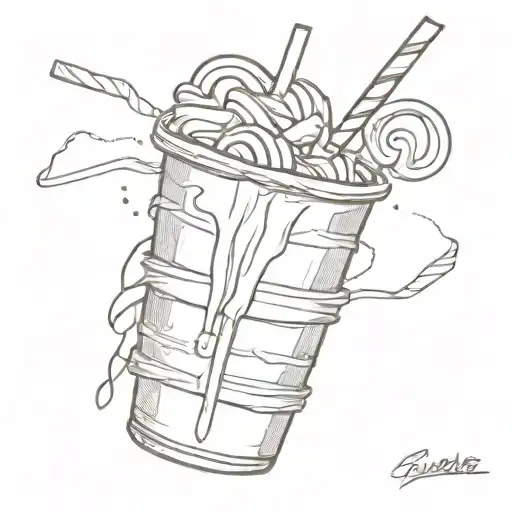 chocolate  bar with milkshake straw  tattoo design idea