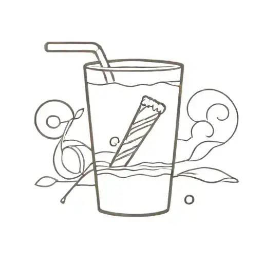 chocolate bar drink straw tattoo design idea