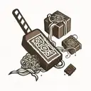 chocolate block bar  with  straw  tattoo design idea