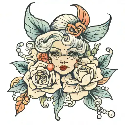 grandma pearls tattoo design idea