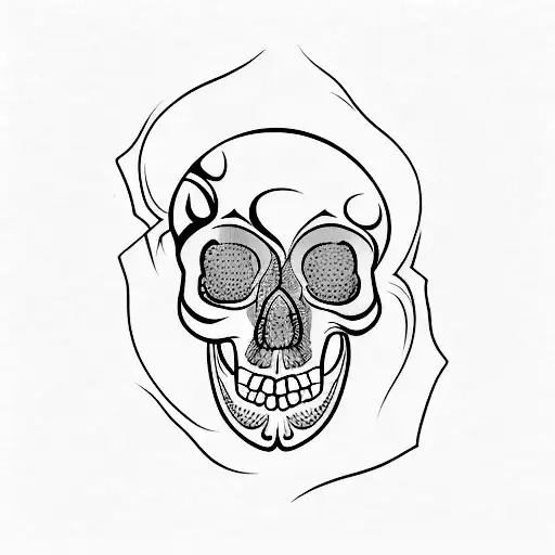 dagger piercing through the skull tattoo design idea