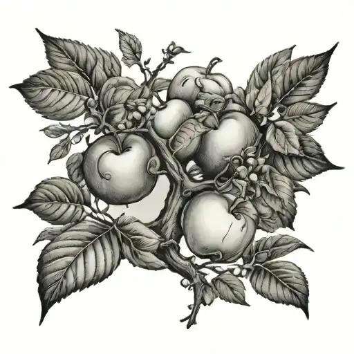 garden of Eden apple tree tattoo design idea