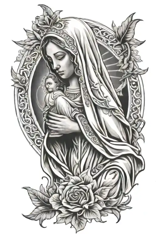 Virgin mary tattoo design idea