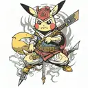Pikachu Samourai tattoo design idea