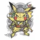 Pikachu Samourai tattoo design idea