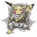 Pikachu Samourai tattoo design idea